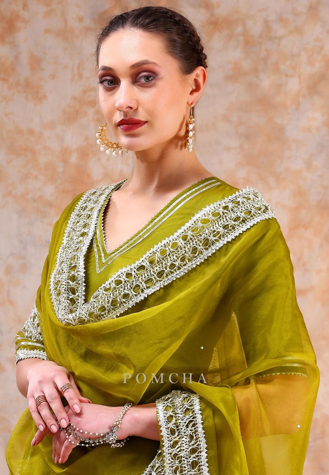 MEHENDI GREEN DIL KASH ORGANZA ANARKALI SUIT SET