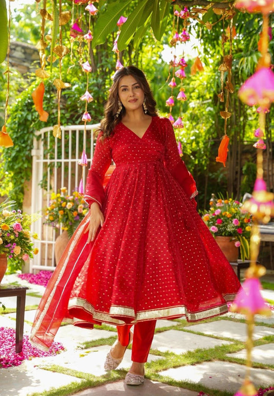 RED CHERISE ORGANZA SUIT SET