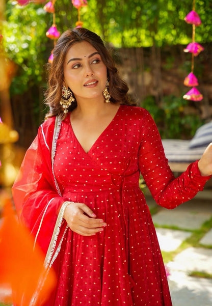 RED CHERISE ORGANZA SUIT SET