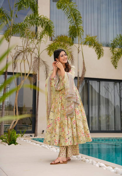 BEIGE DIYA COTTON SUIT SET