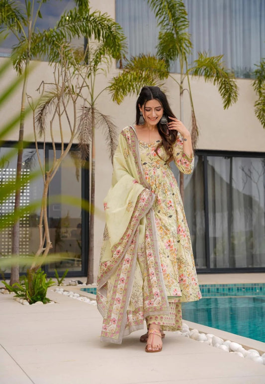 BEIGE DIYA COTTON SUIT SET
