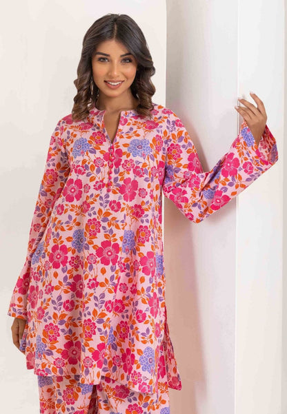 PINK FLORAL COOORD COTTON KURTA SET