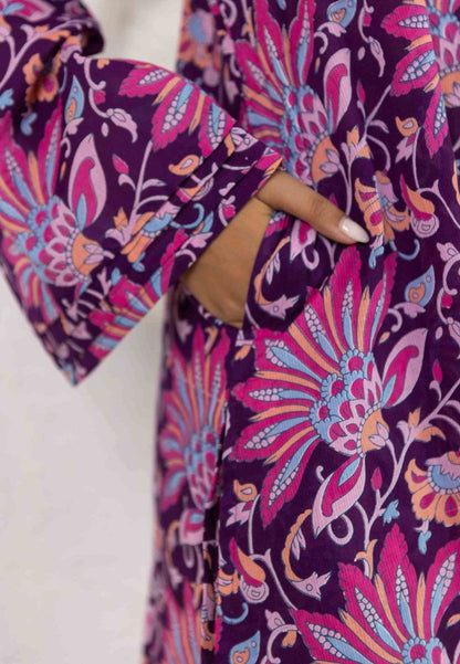 PURPLE FLORAL COOORD  COTTON KURTA SET