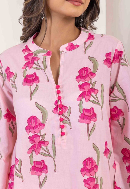 PINK ROSE COOORD COTTON KURTA SET