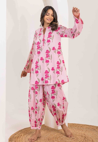 PINK ROSE COOORD COTTON KURTA SET