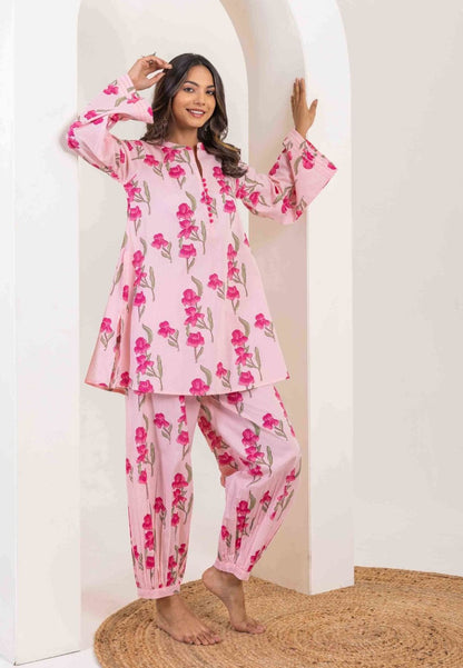 PINK ROSE COOORD COTTON KURTA SET