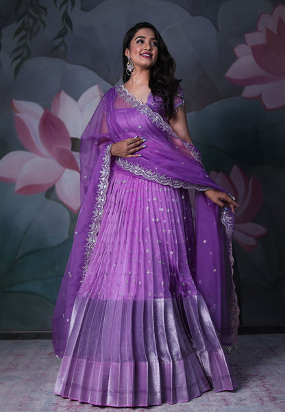 LILAC PURPLE ORGANZA SEQUIN ANARKALI SET