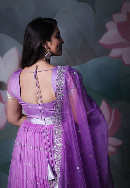 LILAC PURPLE ORGANZA SEQUIN ANARKALI SET