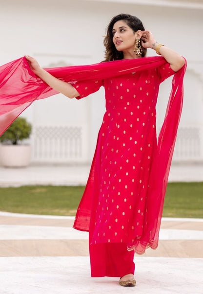 RANI PINK CHANDERI SUIT SET