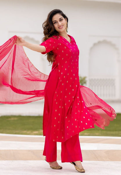 RANI PINK CHANDERI SUIT SET