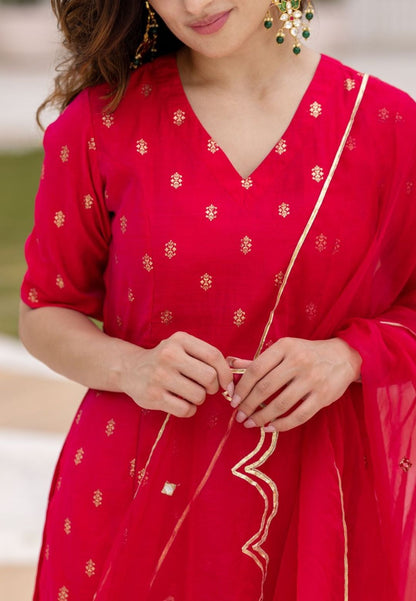 RANI PINK CHANDERI SUIT SET