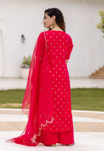 RANI PINK CHANDERI SUIT SET