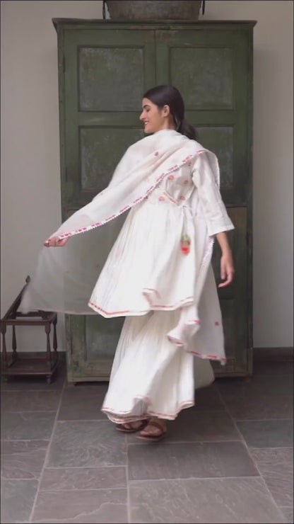 PASTEL IVORY WHITE SHARARA SUIT SET
