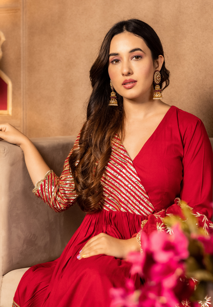ANYA RED SHARARA SUIT SET
