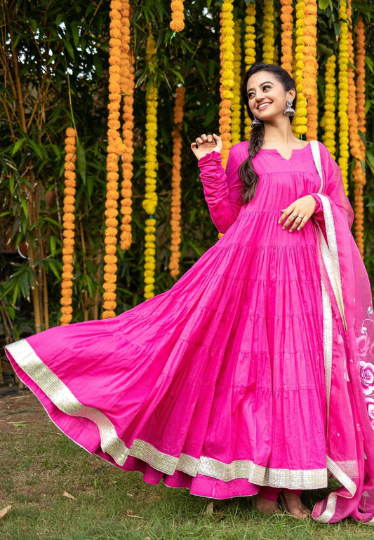 PINK MULMUL RASLEELA SUIT SET