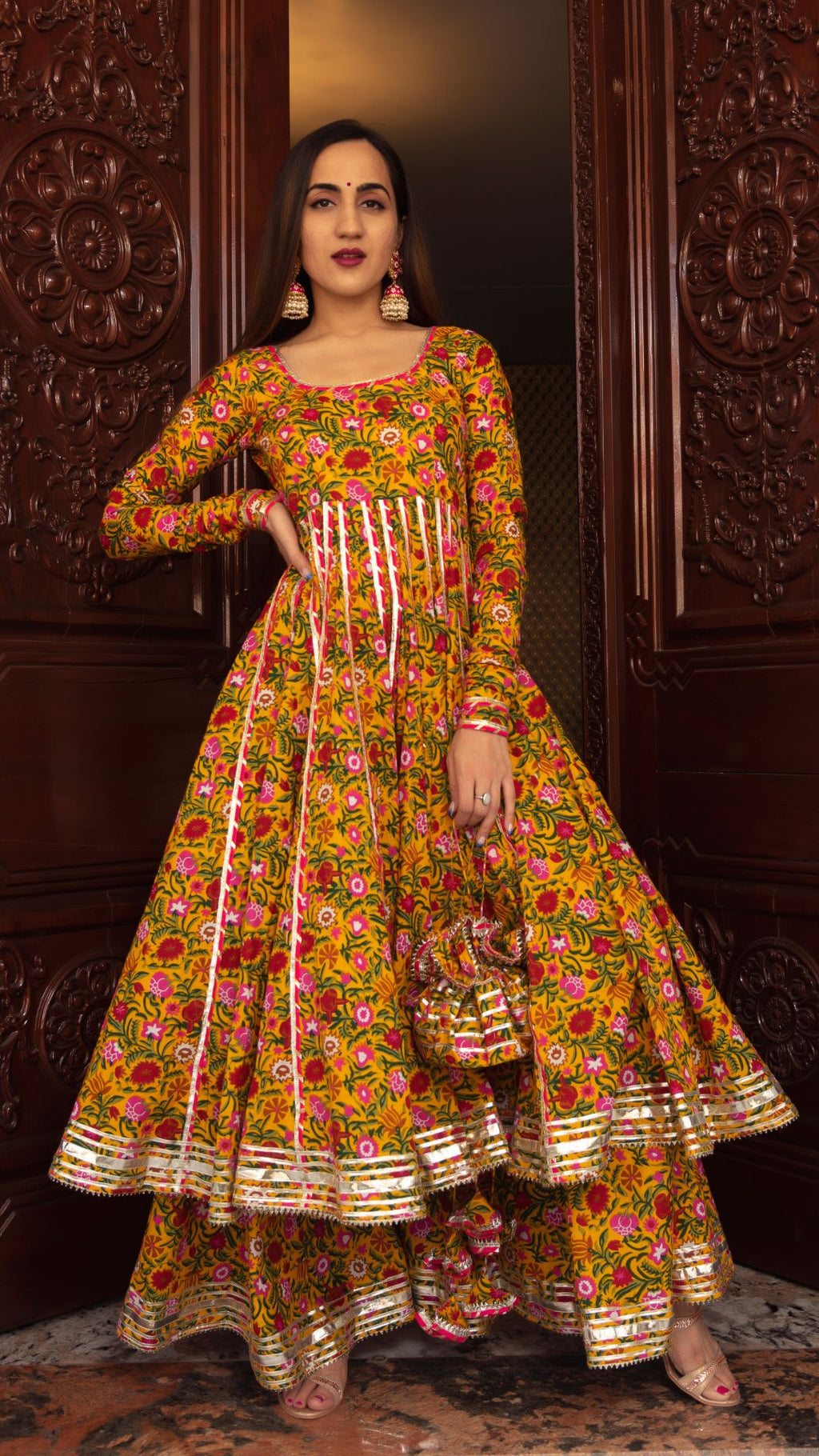 YELLOW MASTANI ANARKALI SUIT SET