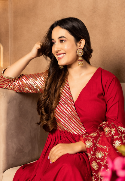 ANYA RED SHARARA SUIT SET