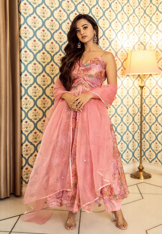 PINK KANWAL CHANDERI SUIT SET