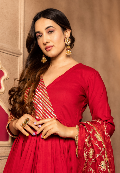ANYA RED SHARARA SUIT SET