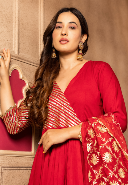 ANYA RED SHARARA SUIT SET