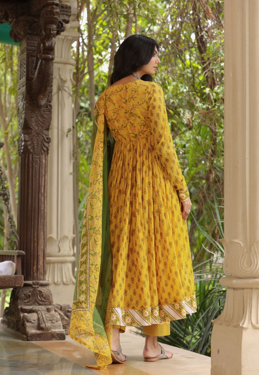 YELLOW GULMOHAR ANARKALI SUIT SET