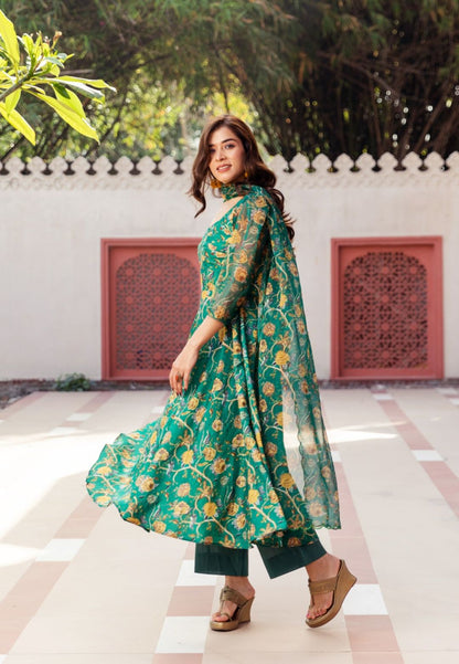 PAISLEY GREEN MUSLIN SUIT SET