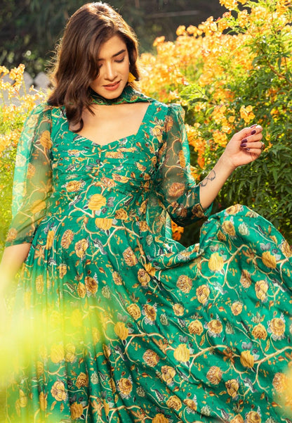 PAISLEY GREEN MUSLIN SUIT SET