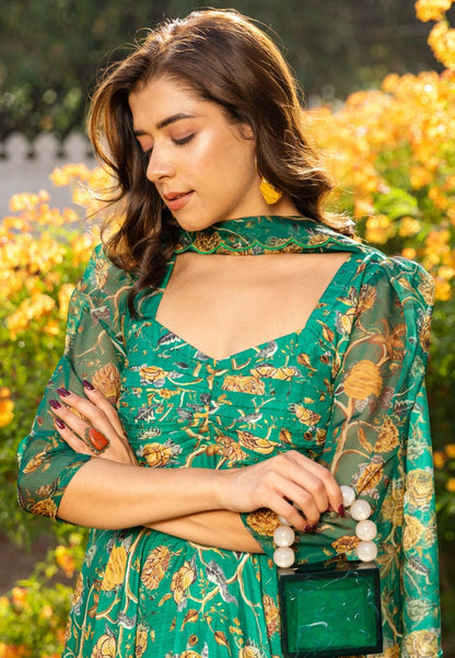 PAISLEY GREEN MUSLIN SUIT SET