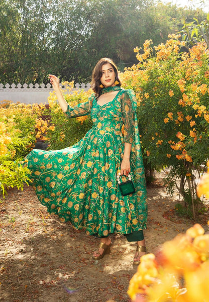 PAISLEY GREEN MUSLIN SUIT SET
