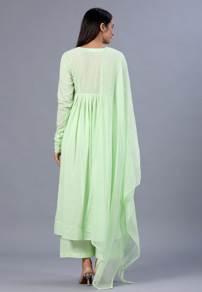 PASTEL PISTA GREEN ANARKALI SUIT SET