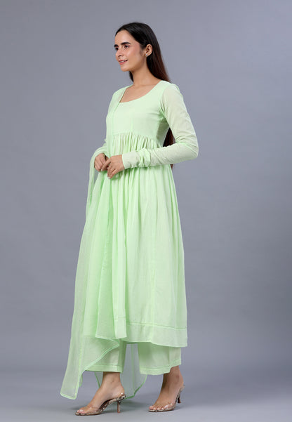 PASTEL PISTA GREEN ANARKALI SUIT SET