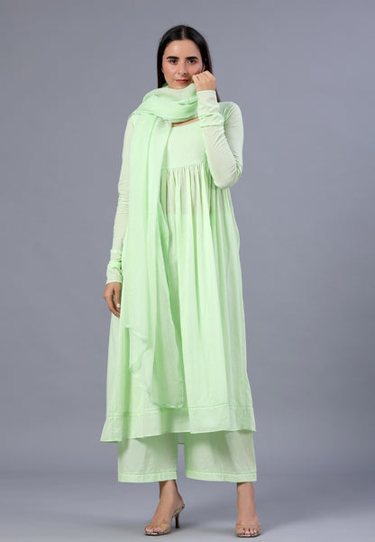 PASTEL PISTA GREEN ANARKALI SUIT SET