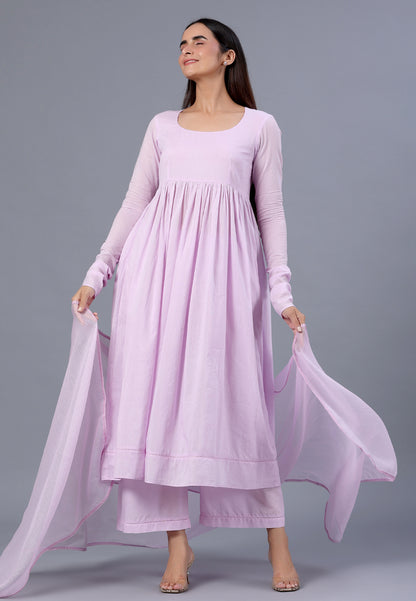 PASTEL LILAC PURPLE ANARKALI SUIT SET