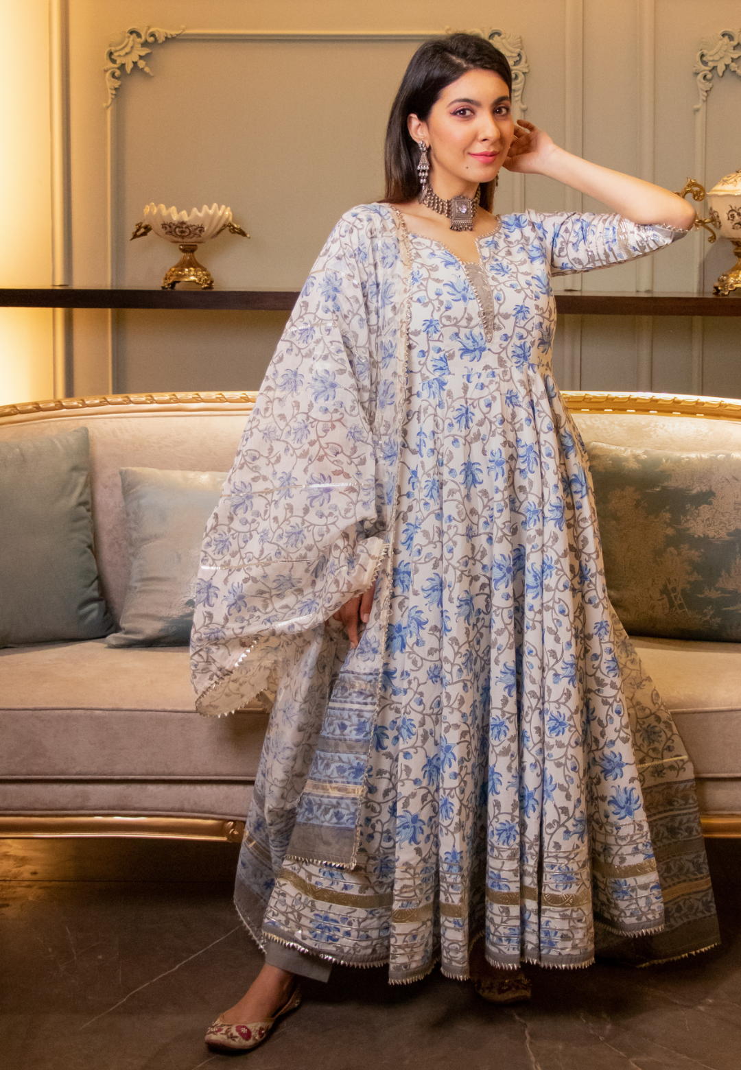 PASTEL WHITE SEHRISH GOTA SUIT SET