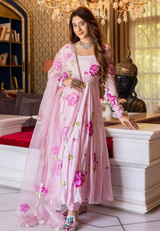 PINK AVARARI CHANDERI SUIT SET