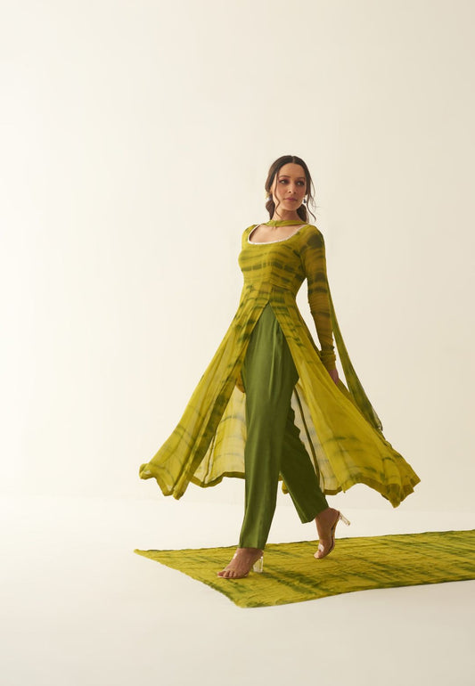 GREEN SHIBORI SUIT SET