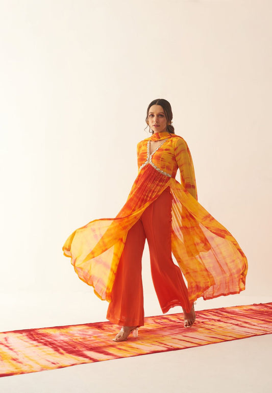 ORANGE AGNI YELLOW SHIBORI SUIT SET