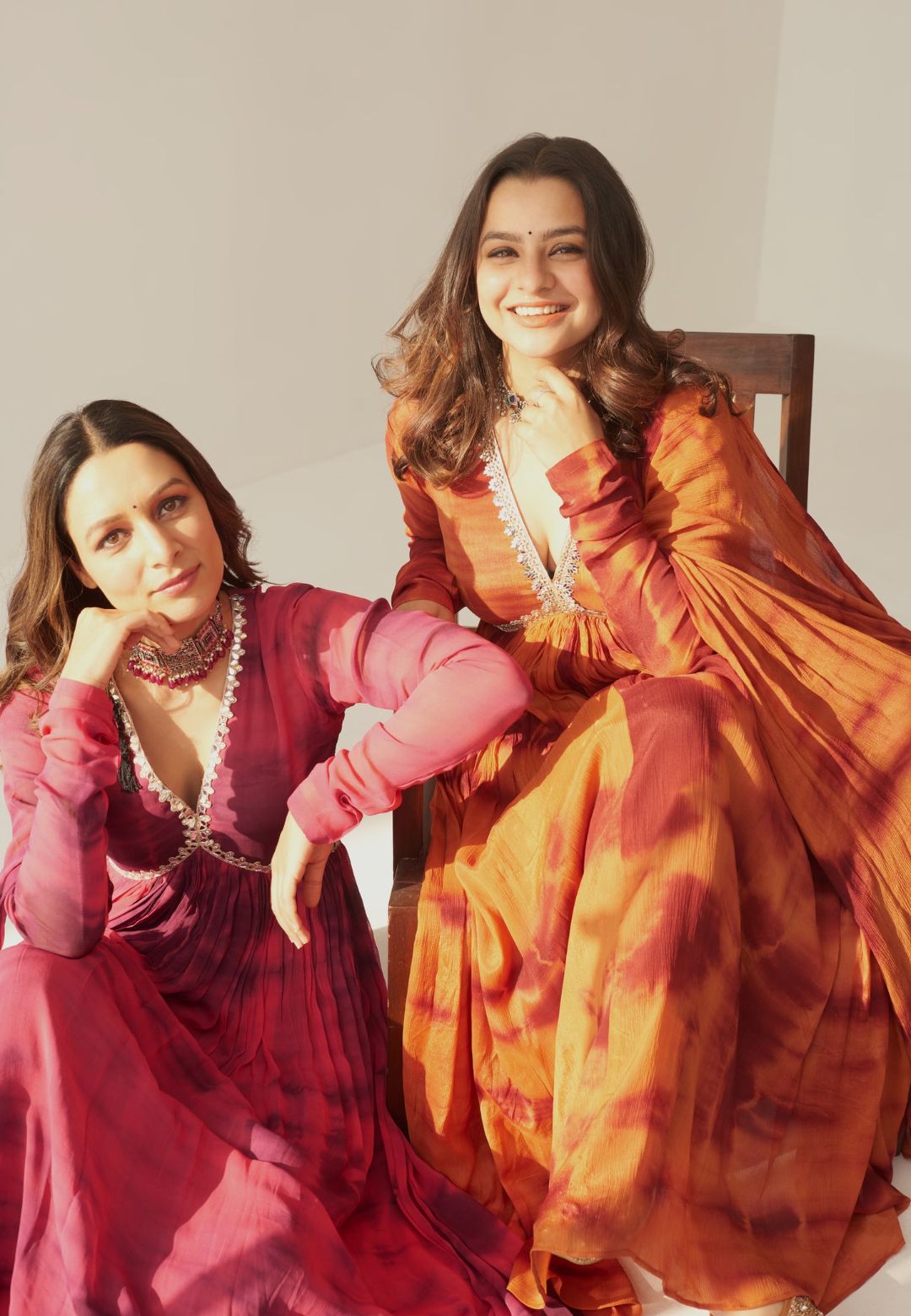 RUST BROWN SHIBORI ANARKALI SET