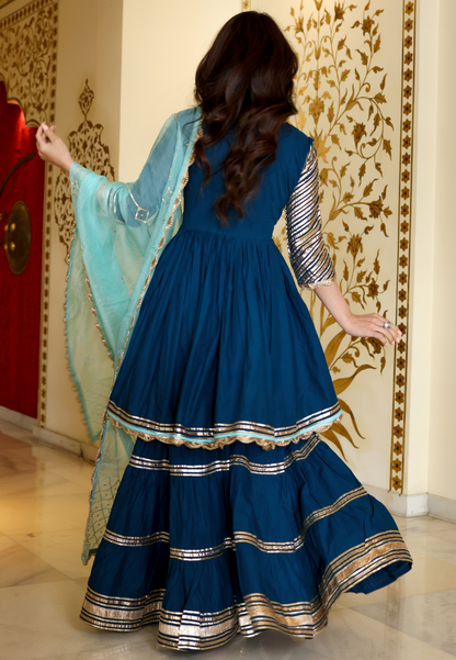ROYAL BLUE GOTAPATTI SHARARA SET