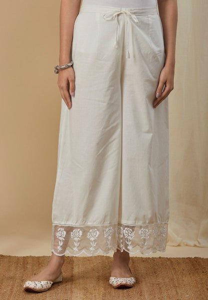 OFF WHITE COTTON CHIKANKARI SUIT SET