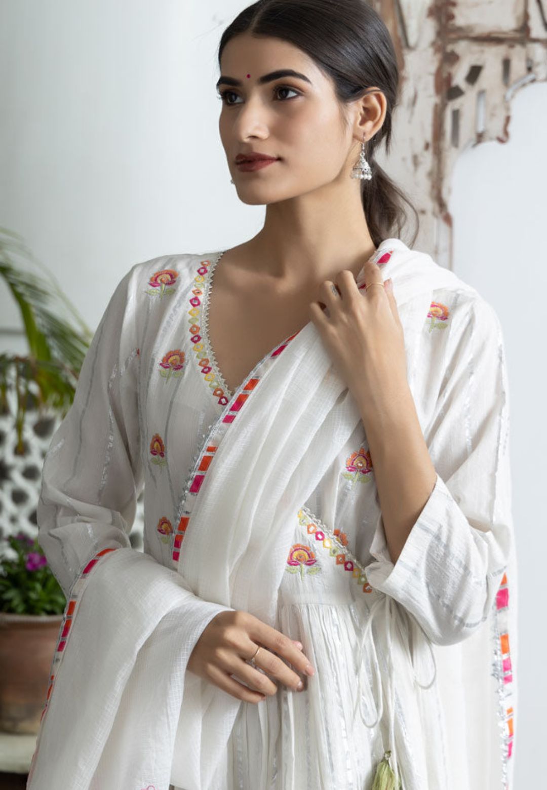 PASTEL IVORY WHITE SHARARA SUIT SET