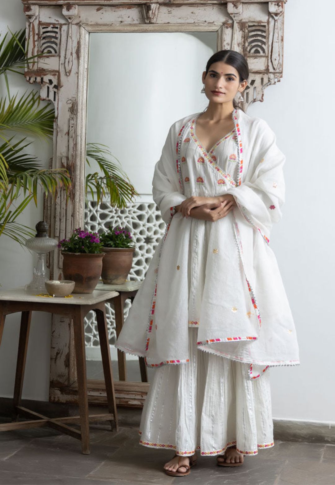 PASTEL IVORY WHITE SHARARA SUIT SET