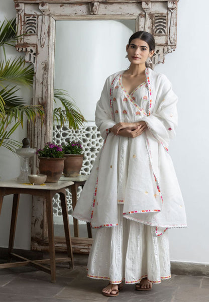 PASTEL IVORY WHITE SHARARA SUIT SET