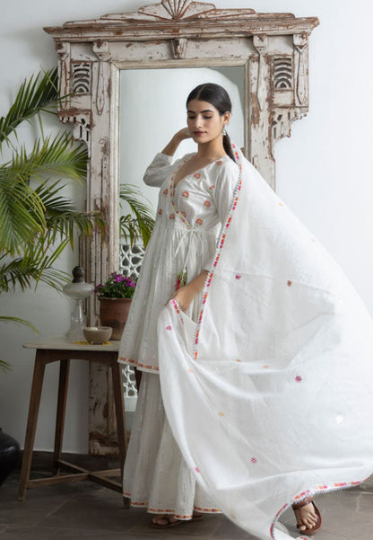 PASTEL IVORY WHITE SHARARA SUIT SET