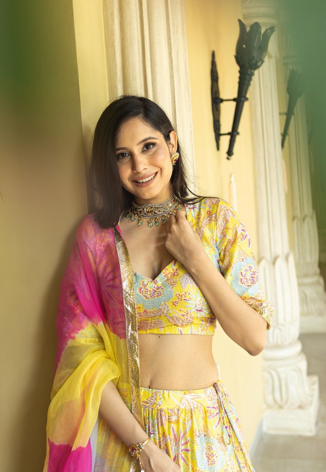 CHANDNI YELLOW CHANDERI LEHENGA SET