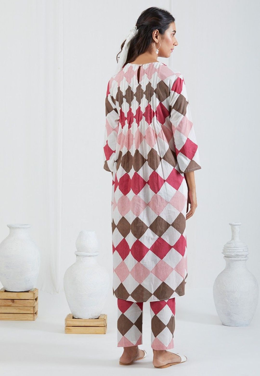BURGUNDY WHITE KURTA PALAZZO SET