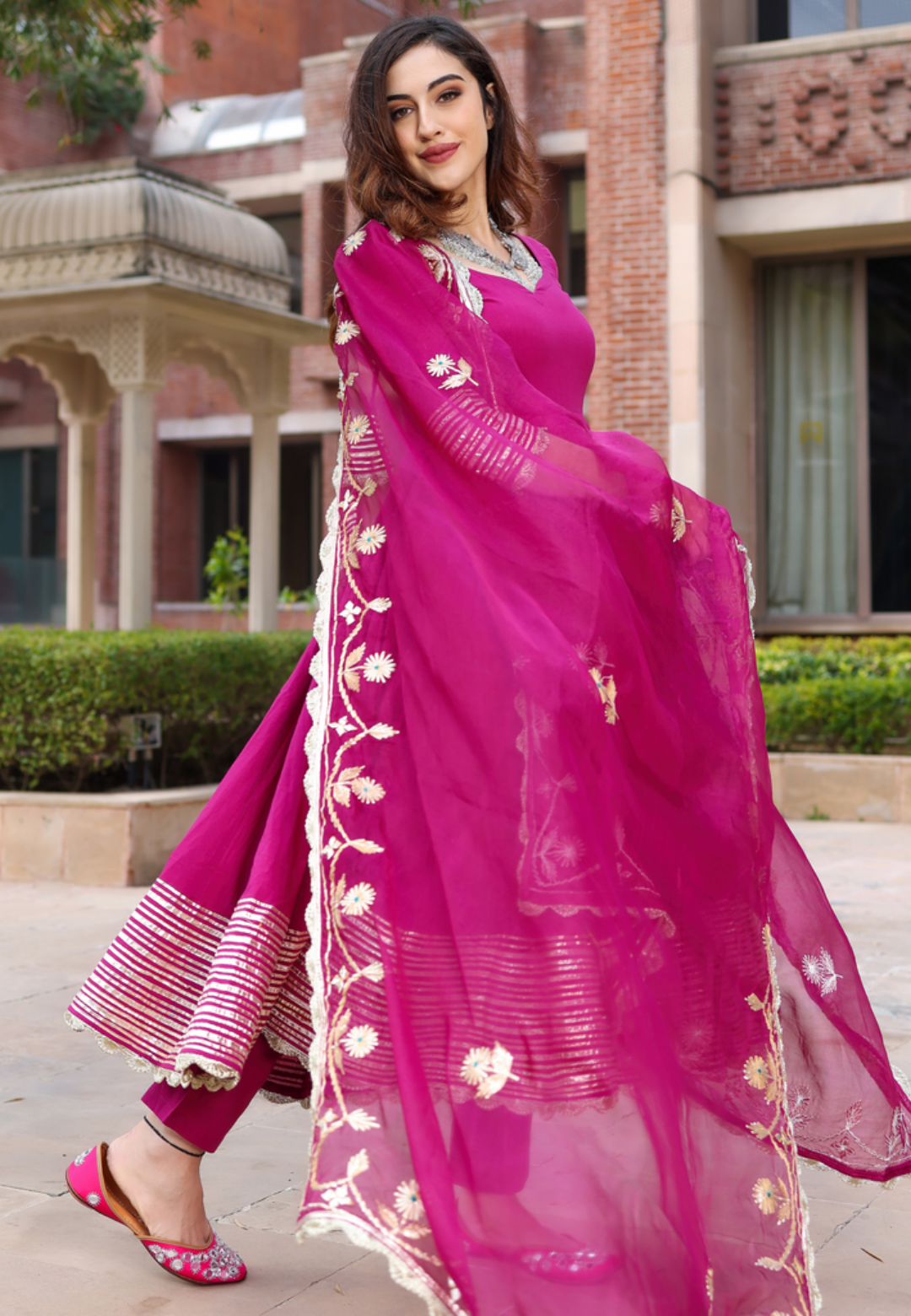 PUPRLE MAGENTA COTTON GOTA SUIT SET