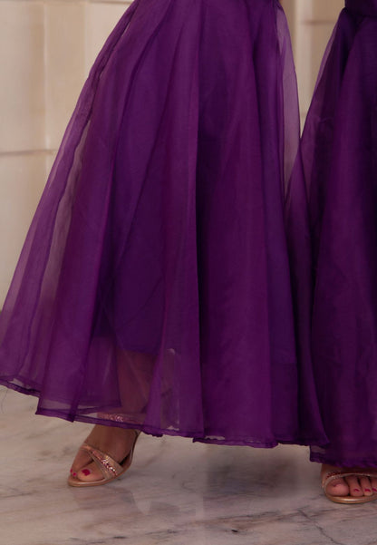 PURPLE ORGANZA SHARARA SET