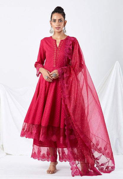 PINK LACE ORGANZA DUPATTA