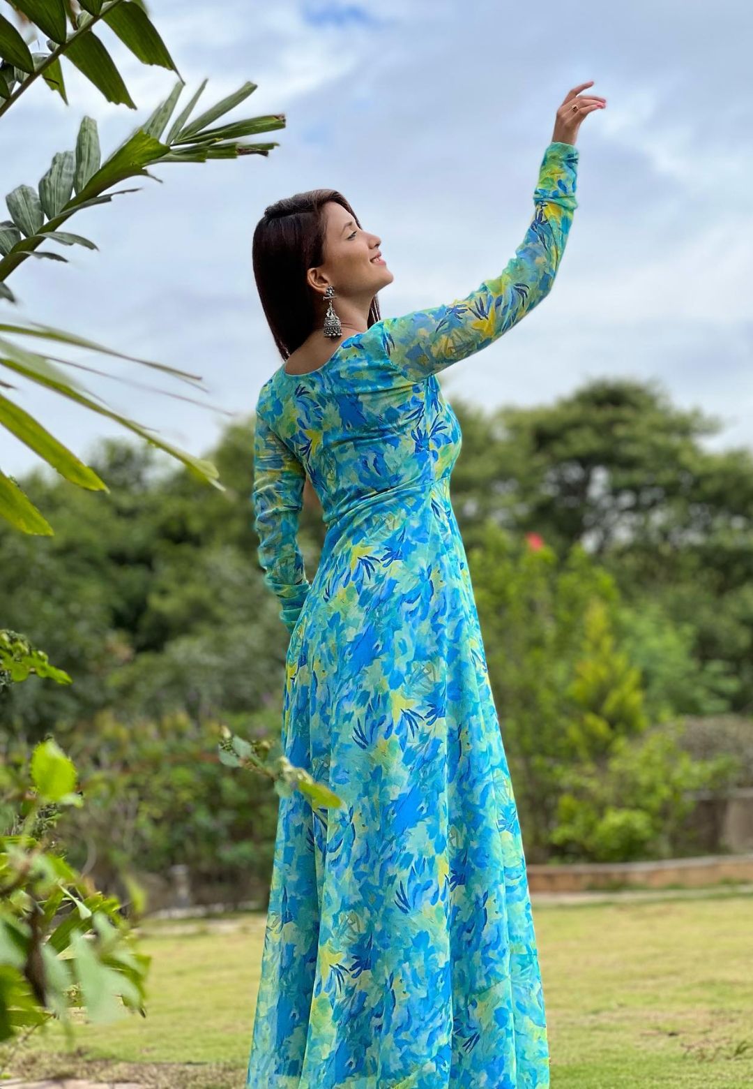TURQUOISE BLUE GEORGETTE ANGRAKHA DRESS